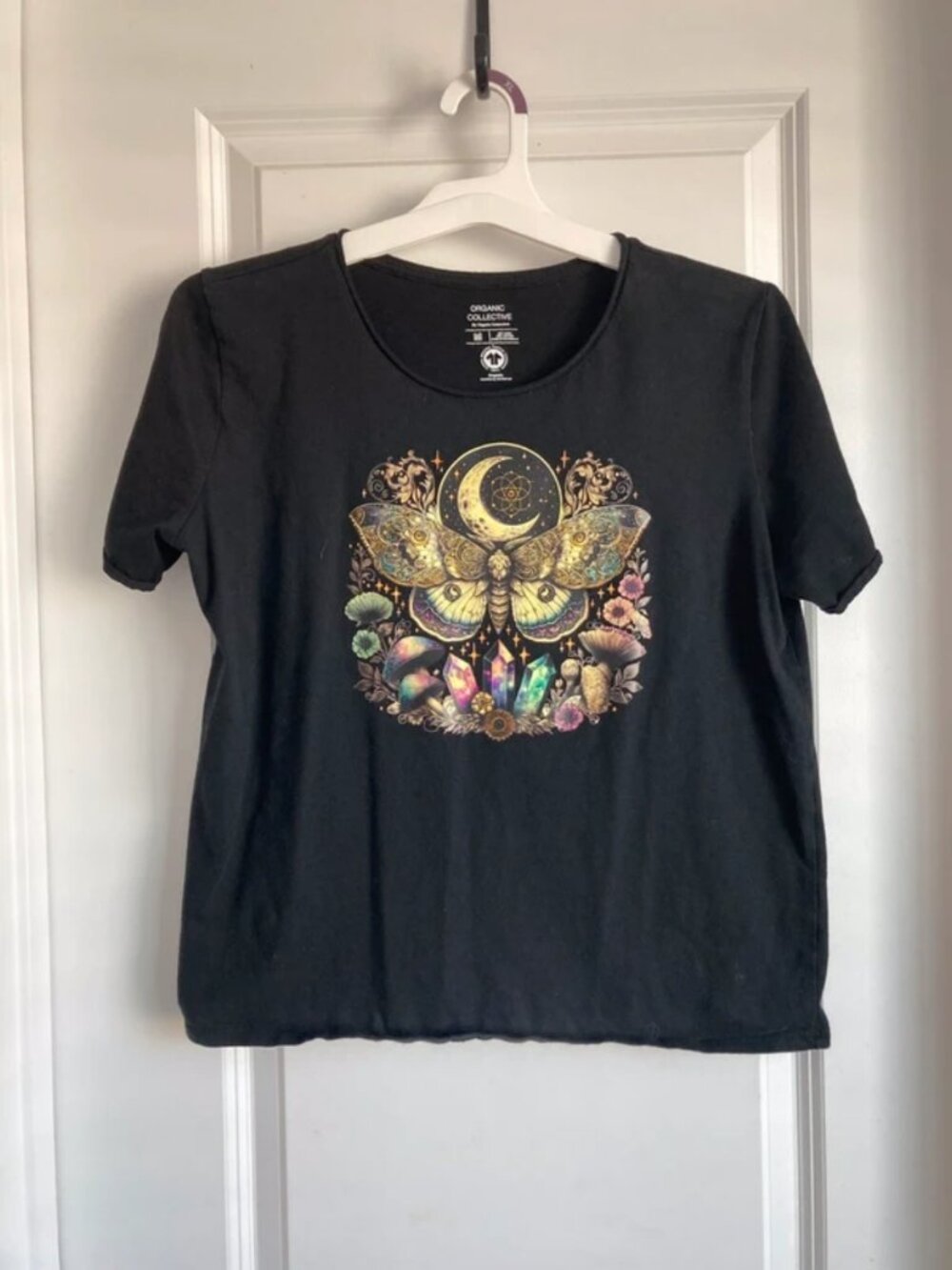 Organic Collective Custom Cosmic Moth Tee – Black – Size M